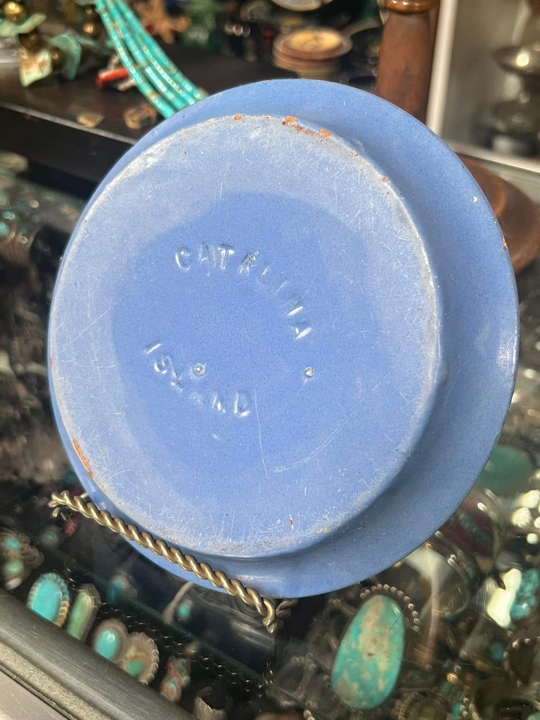 Catalina Island Red Clay Flower pot Saucer Matt Blue