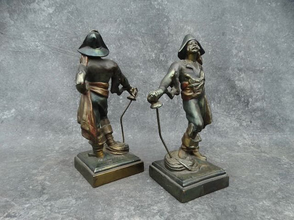 Paul Herzel Polychrome Buccaneer Brass Bookends, Pair A2969