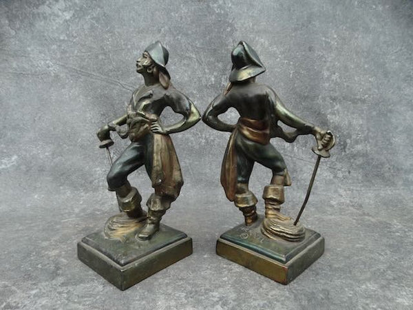 Paul Herzel Polychrome Buccaneer Brass Bookends, Pair A2969