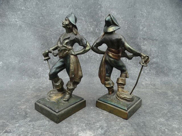 Paul Herzel Polychrome Buccaneer Brass Bookends, Pair A2969