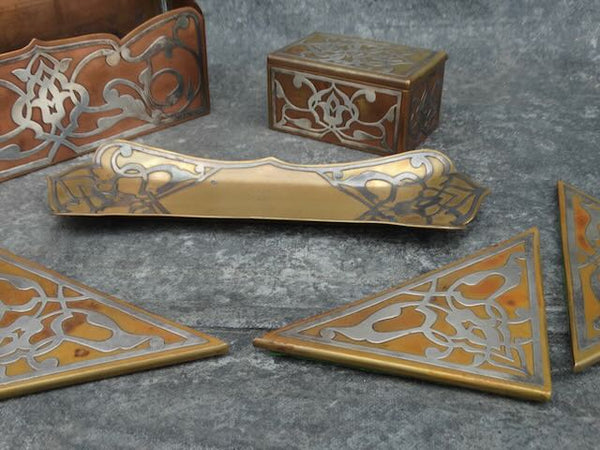 Heintz Art Nouveau Bronze & Sterling Desk Set A2973