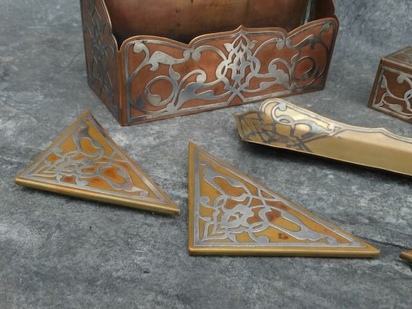 Heintz Art Nouveau Bronze & Sterling Desk Set A2973