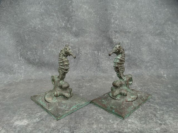 Bronze Sea Horse Bookends  c 1920s or Older A2974