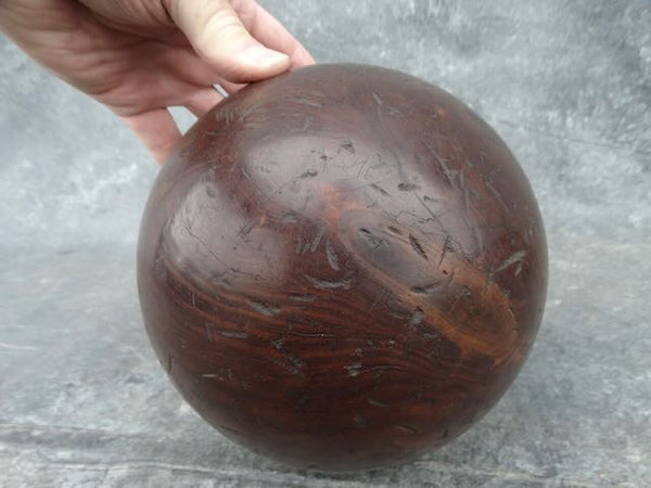 19th Century Teak 2 Hole Bowling Ball A2978