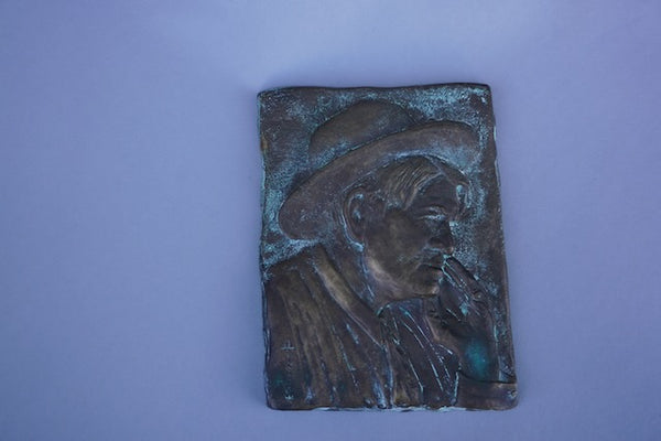 Charles Marion Russell - Self Portrait - Low Relief Bronze Plaque A3006