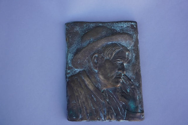 Charles Marion Russell - Self Portrait - Low Relief Bronze Plaque A3006