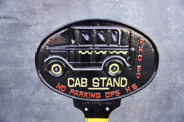 Taxi-Cab Stand Stanchion Curb Sign by the Fort Pitt Steel Casting Co A3020