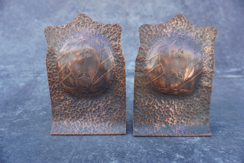Hand-Hammered Copper Galleon Motif Bookends A3029