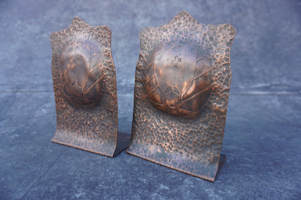 Hand-Hammered Copper Galleon Motif Bookends A3029