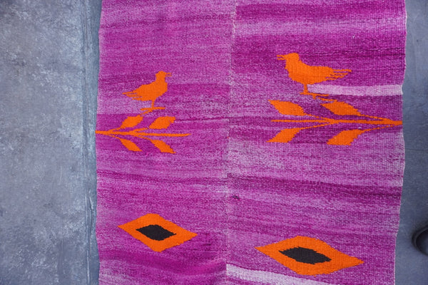 Peruvian Textile Purple with Orange Birds A3059