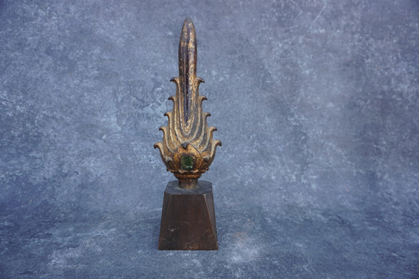 Gilt Bronze Buddhist Temple Figure: Enlightened Flame Finial - Siraspate Sculpture  A3070