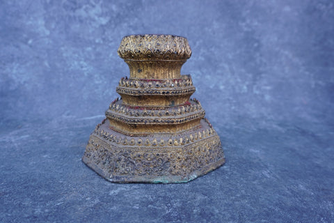 Gilt Bronze Thai Stepped Base 19th Century Temple Sculpture A3071