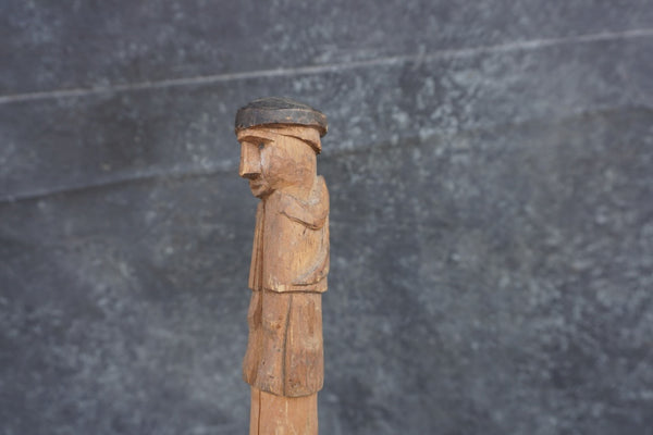 Unfinished Person with Snake Folk Art Walking Stick A3102