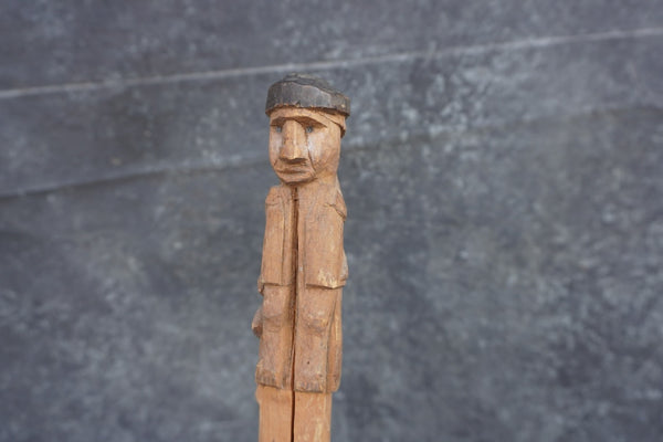 Unfinished Person with Snake Folk Art Walking Stick A3102