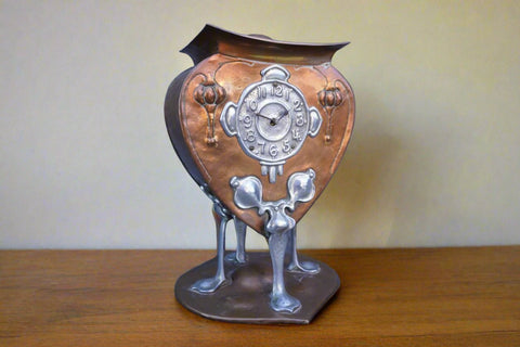 Arts & Crafts Art Nouveau Mantel Clock in Copper and Pewter A3144