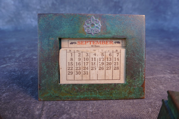 Heintz Art Metal Shop Desk Set #1001: Blotter, Calendar, Box - A3165