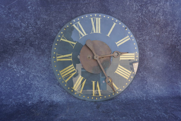 Antique Frosted Glass & Gold Leaf Wall Clock  A3192