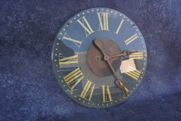 Antique Frosted Glass & Gold Leaf Wall Clock  A3192