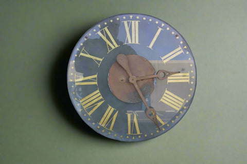 Antique Frosted Glass & Gold Leaf Wall Clock  A3192