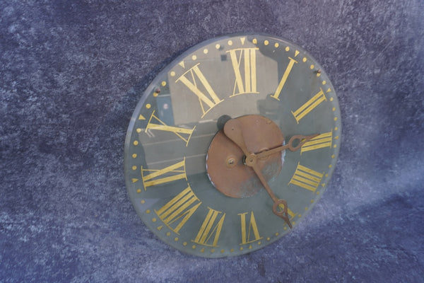 Antique Frosted Glass & Gold Leaf Wall Clock  A3192