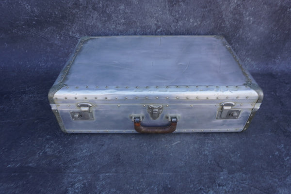 Cheney. Machine Age Riveted Aluminum Suitcase A3196