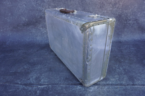 Cheney. Machine Age Riveted Aluminum Suitcase A3196