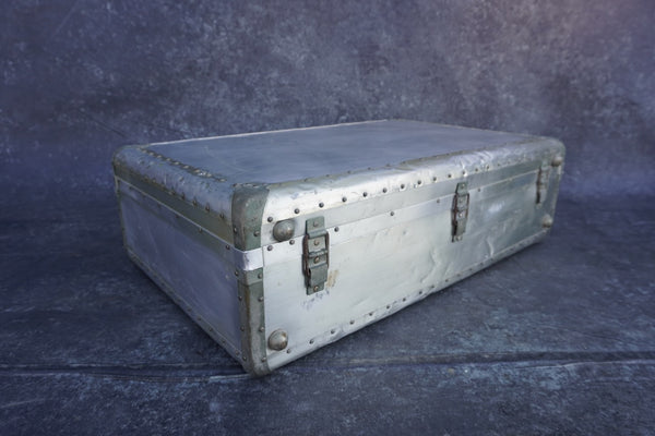 Cheney. Machine Age Riveted Aluminum Suitcase A3196