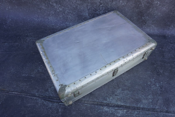 Cheney. Machine Age Riveted Aluminum Suitcase A3196