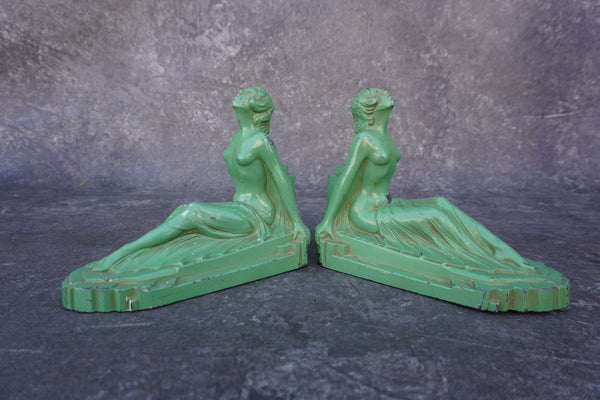 Frankart Seated Art Deco Maidens Bookends #519  A3234