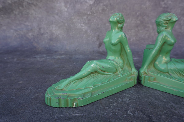 Frankart Seated Art Deco Maidens Bookends #519  A3234