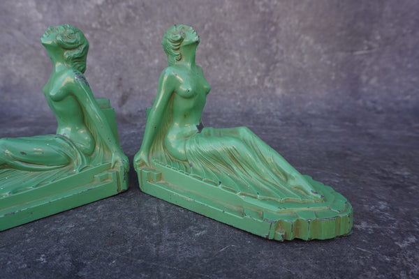 Frankart Seated Art Deco Maidens Bookends #519  A3234