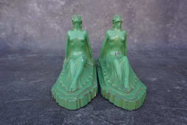 Frankart Seated Art Deco Maidens Bookends #519  A3234