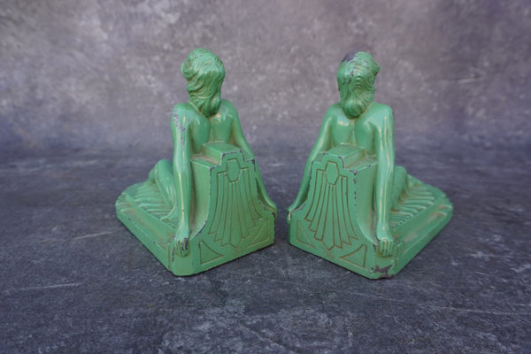 Frankart Seated Art Deco Maidens Bookends #519  A3234