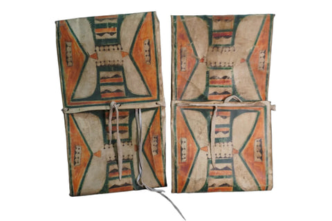 Plains Indian Parfleche Buffalo Hide Saddle Bags, Pair c 1910 A3235