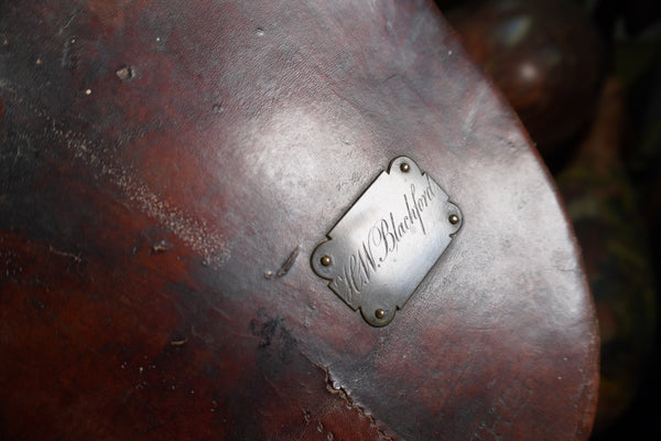 19th Century English Leather Hat Box w Silk Hat A3237