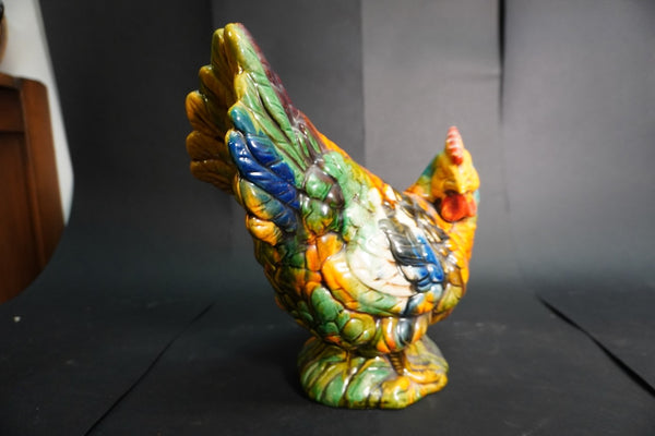 French Majolica Rooster 1940s A3238