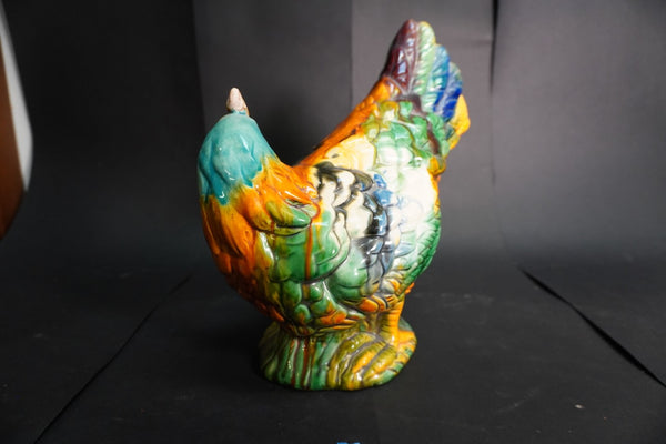 French Majolica Rooster 1940s A3238