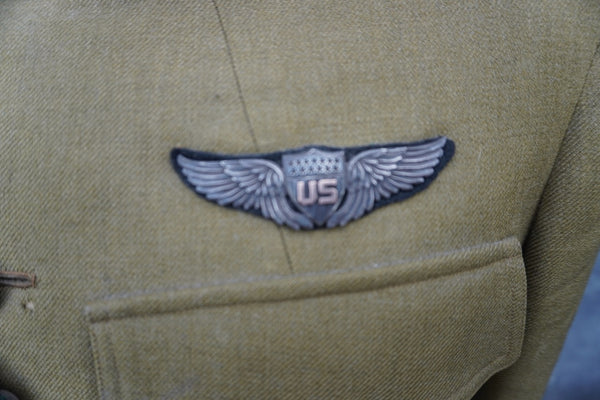 US Army Flight Service Uniform Jacket with Belt and Sterling Silver Badge 1917 A3242