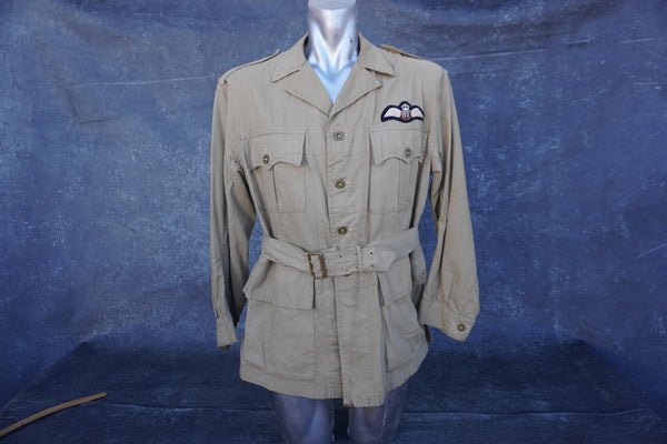 Royal Air Force (RAF) Tropical Cotton Tunic w Enamel Brass Buttons c 1953 A3247