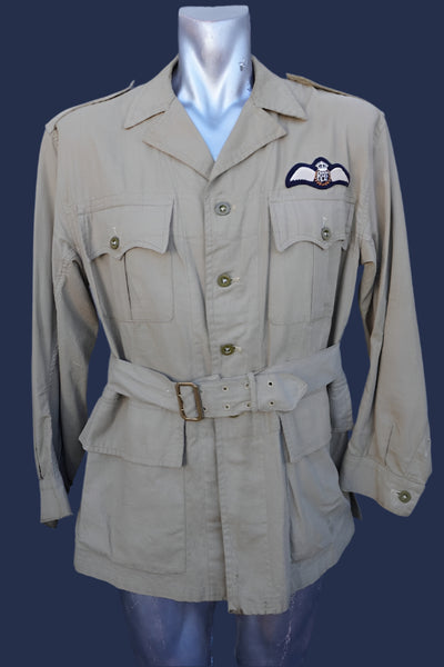 Royal Air Force (RAF) Tropical Cotton Tunic w Enamel Brass Buttons c 1953 A3247