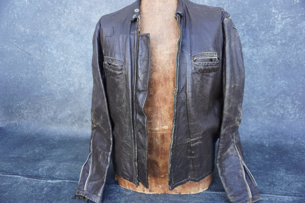 Leathercraft of New York Brown Leather Biker Jacket 1960s A3254