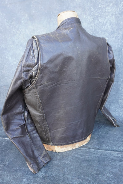 Leathercraft of New York Brown Leather Biker Jacket 1960s A3254