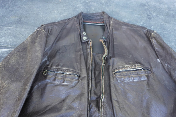 Leathercraft of New York Brown Leather Biker Jacket 1960s A3254