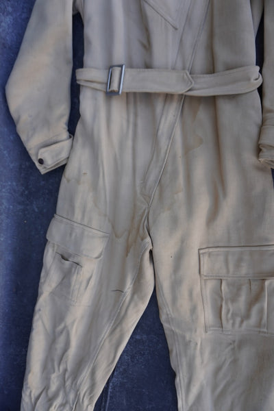 Pilot Flight Suit in Light Khaki Twill Gaberdine 1930s-40s  A3256