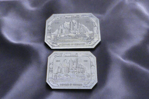 A Century of Progress Chicago  1833-1933 Souvenir Trivets Set of 2 A3258