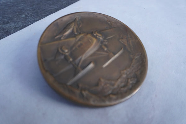 Bronze Medal Commemorating Admiral Byrd's Conquest of the Poles w Autograph 1929  A3274
