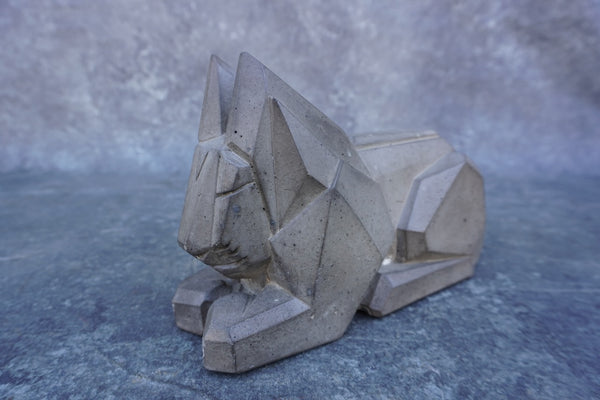 David Rudolph Cast Stone Cubist Sculpture titled Kitten Meditation A3284