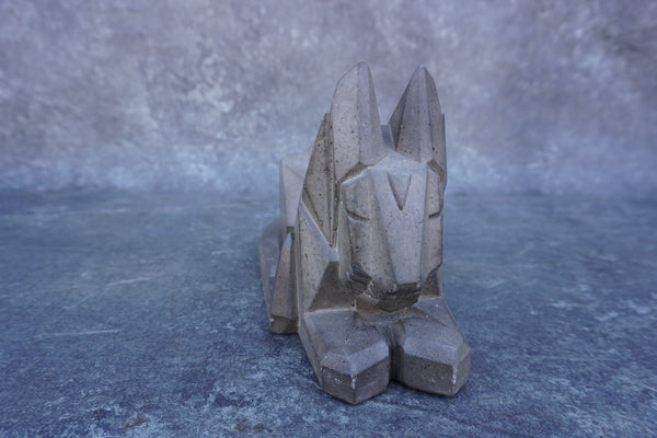 David Rudolph Cast Stone Cubist Sculpture titled Kitten Meditation A3284