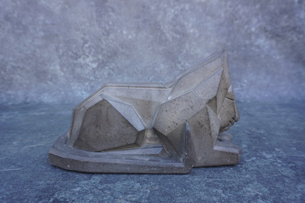 David Rudolph Cast Stone Cubist Sculpture titled Kitten Meditation A3284