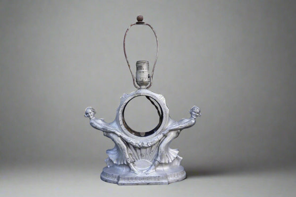 Sculptural Cast Metal Clock/Lamp featuring two Women A3303